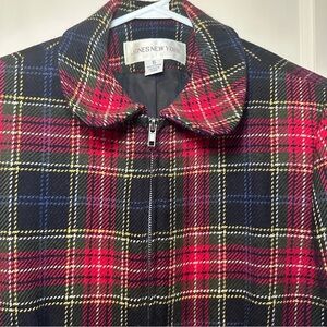 Jones New York Vintage Wool Red and Blue Plaid Zippered Jacket, Heritage